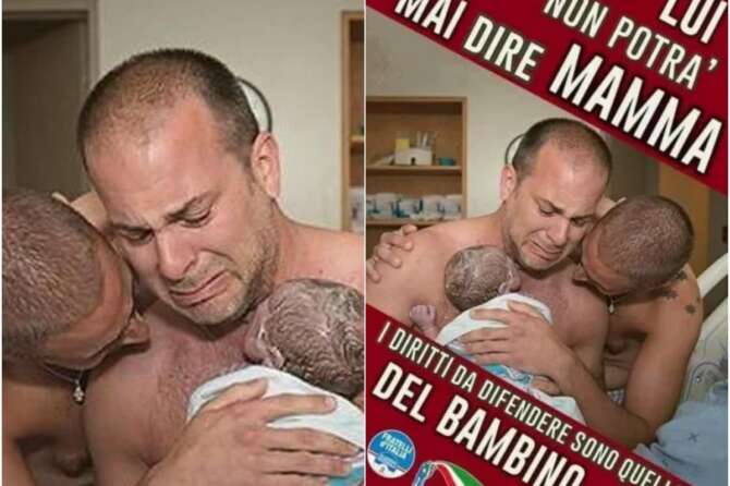 La figuraccia di Fratelli d’Italia: usò la foto di due papà contro la gestazione per altri, dovrà risarcirli