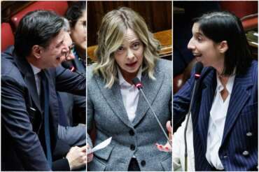 Giuseppe Conte, Giorgia Meloni e Elly Schlein duranta il question time alla Camera