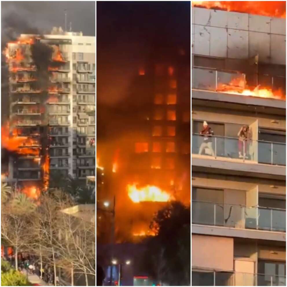 Incendio a Valencia, le fiamme divorano palazzo di 14 piani: feriti e persone intrappolate