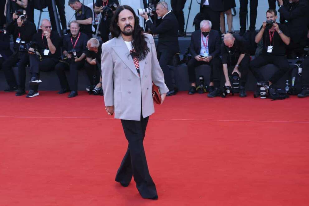 FILE – Alessandro Michele poses for photographers upon arrival at the premiere of the film ‘Don’t Worry Darling’ during the 79th edition of the Venice Film Festival in Venice, Italy, Monday, Sept. 5, 2022. Michele is leaving his role as creative director of the Gucci, the fashion house announced Wednesday, Nov. 23, 2022 bringing an end to an eight-year tenure that sharply redefined Gucci’s codes with romanticism and gender-fluidity, all the while powering revenues for the Kering parent. (Photo by Joel C Ryan/Invision/AP, File) Associated Press/LaPresse Only Italy and Spain