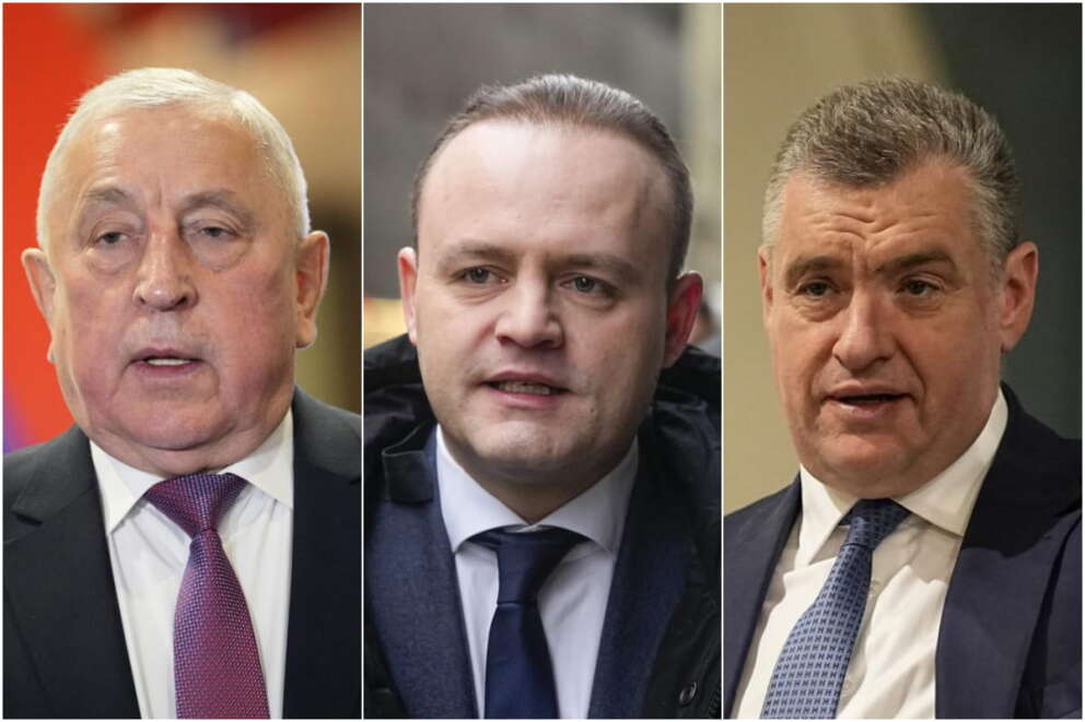 I tre avversari di Putin, da sinistra a destra: Kharitonov, Davankov 
e Slutsky