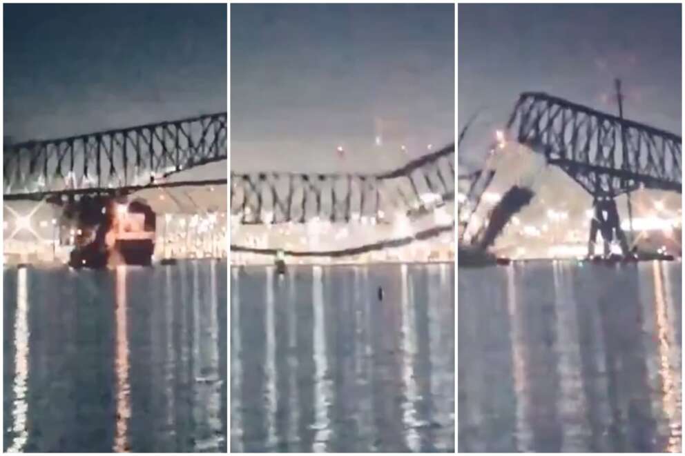 Nave si schianta contro un pilone di un ponte a Baltimora