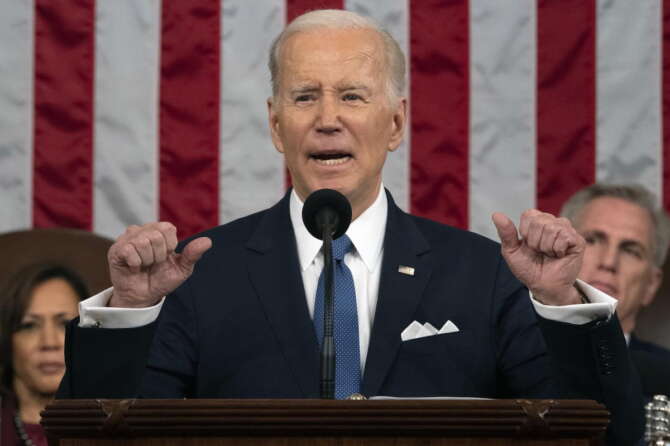 Joe Biden durante il Discorso sullo Stato dell’Unione