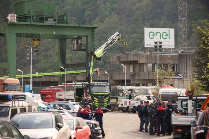 Bologna, Italia – Cronaca – 11 Aprile 2024 – incidente alla centrale idroelettrica di Bargi (Bologna) al bacino artificiale di Suviana con morti, feriti e dispersi – (Photo Michele Nucci / LaPresse) News – Bologna, Italy – April 11, 2024. accident at the Bargi hydroelectric power plant (Bologna) at the Suviana artificial basin with dead, injured and missing – press conference – Carlo Dall’Opio comandante nazionale VVFF. Civil Protection, firefighters and CEO of Enel Bernabei. councilor Irene Priolo, Curcio of the P.C. Ettore Bramato of the Carabinieri (Photo Michele Nucci / LaPresse)