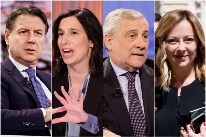 Giuseppe Conte, Elly Schlein, Antonio Tajani, Giorgia Meloni