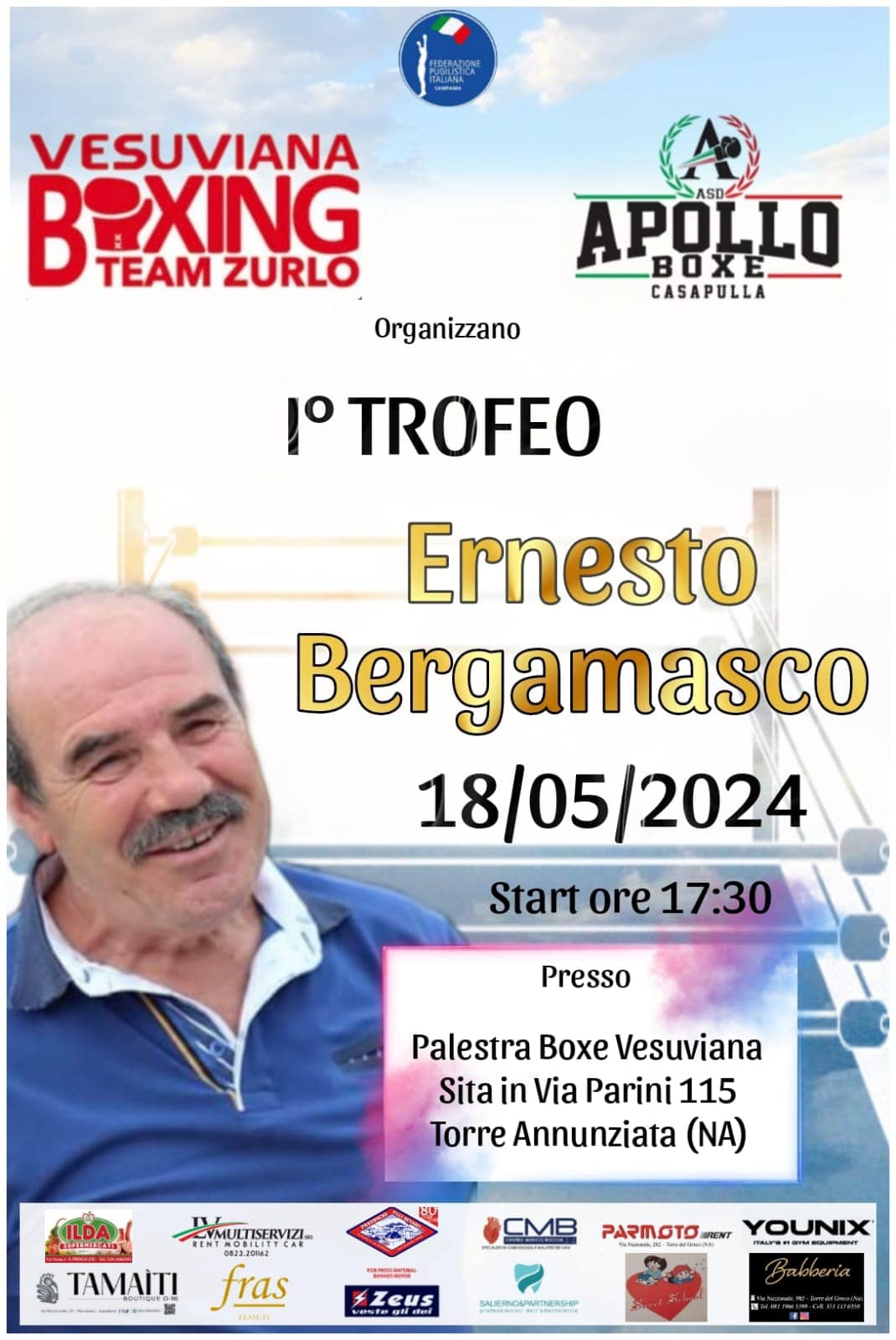 Fuori i secondi per Ernesto Bergamasco: il primo trofeo per ricordare il pugile leggenda della Boxe Vesuviana