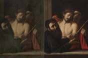 This combination of photos provided by the Prado Museum on Monday May 6, 2024 shows the restoration work on Caravaggio’s “Ecce Homo”. Spain’s Prado Museum has confirmed that a painting that was due to be auctioned in Madrid in 2021 is in fact a work by Italian Baroque master Michelangelo Merisi da Caravaggio that was considered lost. (Prado Museum, via AP) Associated Press / LaPresse Only italy and Spain