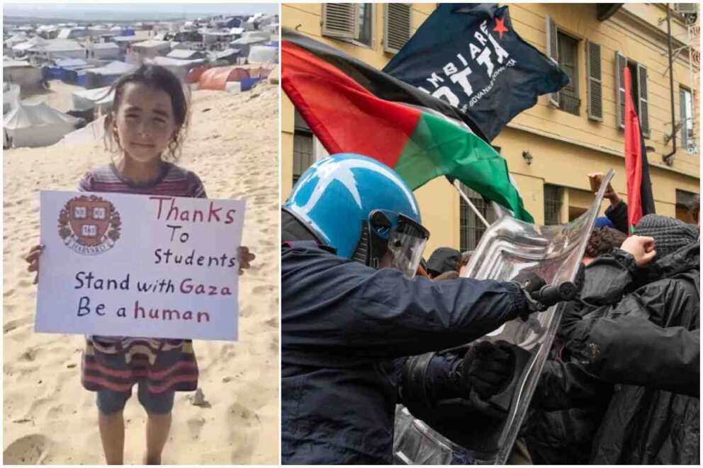 Studenti in protesta fanno paura: la politica li manganella, i bambini di Gaza li ringraziano
