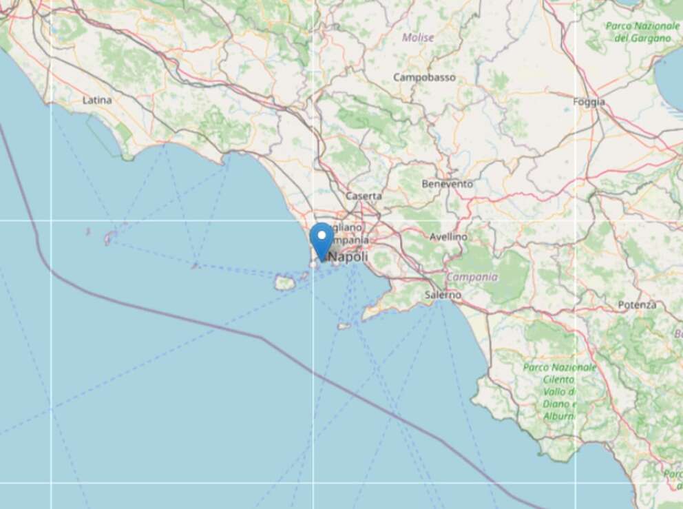 Il terremoto localizzato dall’Ingv a Napoli