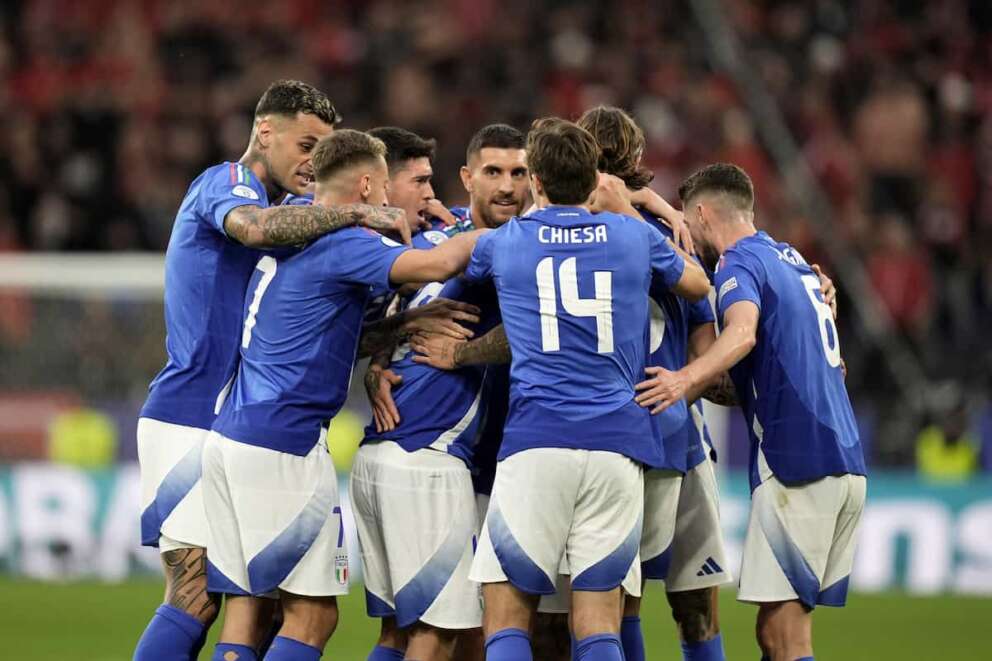 Italy’s Nicolo Barella celebrates after scoring gol 2-1 during the Euro 2024 soccer match between Italy and Albania at the Signal Iduna Park stadium in Dortmund, Germany – Saturday 15, June 2024. Sport – Soccer. (Photo by Fabio Ferrari/LaPresse)