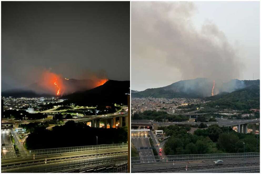 Mega incendio a Napoli: collina dei Camaldoli in fiamme, cenere e puzza anche in centro