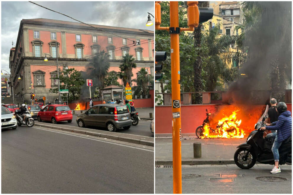 Incendio in centro storico a Napoli, colonna di fumo e puzza insopportabile su via Foria: preoccupazione per un motorino in fiamme