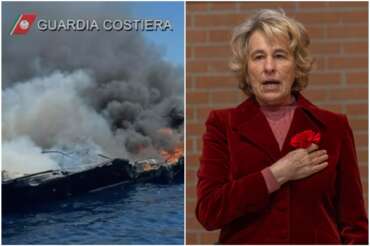 In fiamme lo yacht di Stefania Craxi che poi affonda, la senatrice era insieme al marito Marco Bassetti: il video