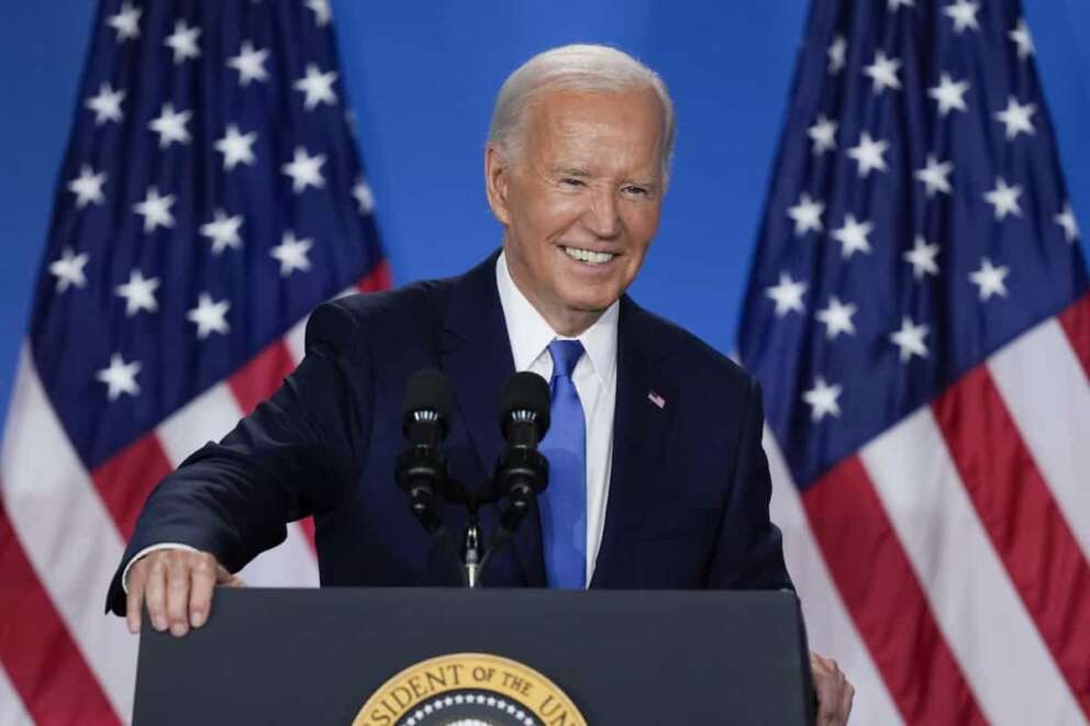 President Joe Biden speaks at a news conference following the NATO Summit in Washington, Thursday, July 11, 2024. (AP Photo/Matt Rourke)