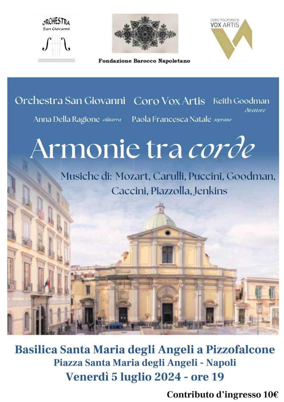 Festival del Barocco Napoletano, concerto dell’Orchestra San Giovanni e del Coro Vox Artis nella Basilica di Santa Maria degli Angeli a Pizzofalcone