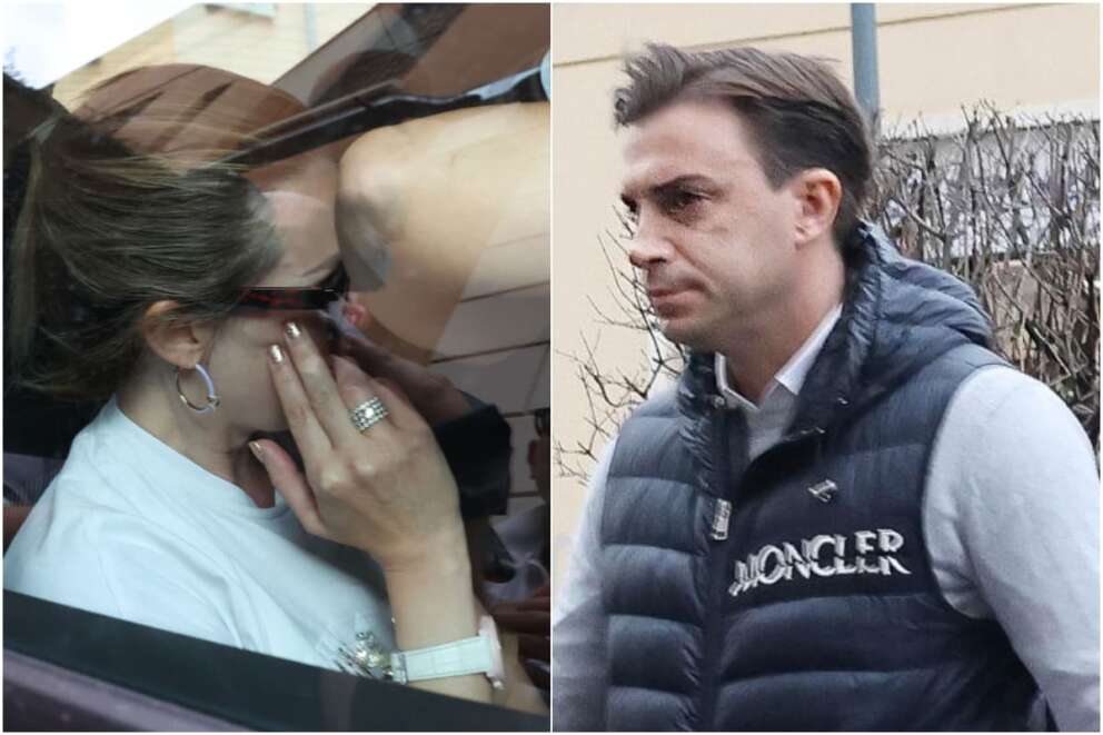 Antonella Colossi dopo l’uscita dall’interrogatorio e il compagno Giacomo Bozzoli durante il processo