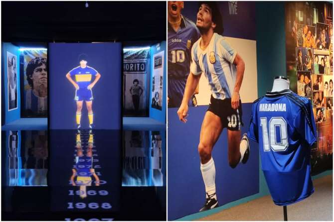 ‘Diego vive’, il paradosso della mostra a Napoli su Maradona senza maglie azzurre: foto e video