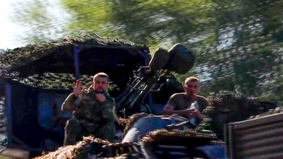 In this photo taken from video released by the Russian Defense Ministry on Friday, Aug. 9, 2024, soldiers sit in a military truck as a column of the Russian Armed Forces move to build up forces conducting active combat operations with Ukrainian formations in the Sudzhansky district of ​​Kursk region of Russia. (Russian Defense Ministry Press Service via AP) Associated Press / LaPresse Only italy and Spain