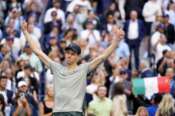 Jannik Sinner, of Italy, reacts after defeating Taylor Fritz, of the United States, to win the men’s singles final of the U.S. Open tennis championships, Sunday, Sept. 8, 2024, in New York. (AP Photo/Kirsty Wigglesworth)