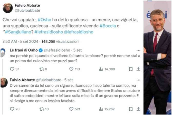 Osho, gli insulti e il Minculpop informale: Alessandro Giuli attento, stai in mezzo ai fascisti