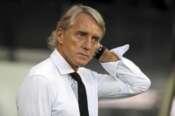 Saudi Arabia manager Roberto Mancini watches before an international friendly soccer match between Costa Rica and Saudi Arabia at St. James’ Park, Friday, Sept. 8, 2023, in Newcastle, England. (AP Photo/Scott Heppell)