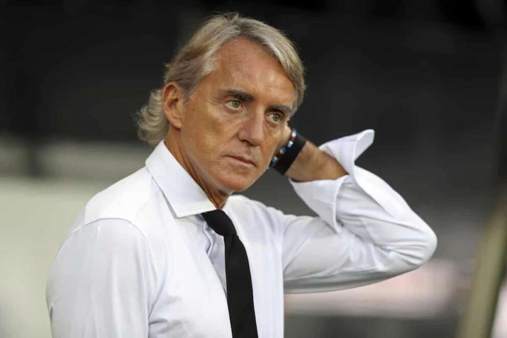 Saudi Arabia manager Roberto Mancini watches before an international friendly soccer match between Costa Rica and Saudi Arabia at St. James’ Park, Friday, Sept. 8, 2023, in Newcastle, England. (AP Photo/Scott Heppell)