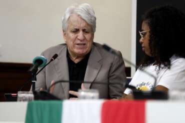 Luigi Manconi in conferenza stampa -Settembre 2024 (foto Cecilia Fabiano/LaPresse)