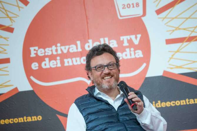 Foto Mauro Ujetto/LaPresse 06-05-2018 Dogliani (Cn), Italia Cronaca Festival della Tv e dei Nuovi media, i Incontri, letture, laboratori, anteprime che trasformeranno per quattro giorni Dogliani in un laboratorio in cui pensare la televisione di oggi e quella del futuro. Nella foto: Mario Orfeo (Direttore Generale Rai) Photo Mauro Ujetto/LaPresse 06-05-2018 Dogliani (Cn), Italy News Festival of television and new media. In the photo: