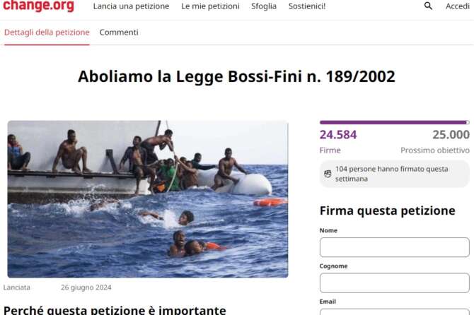 Aboliamo la Legge Bossi-Fini, la petizione online