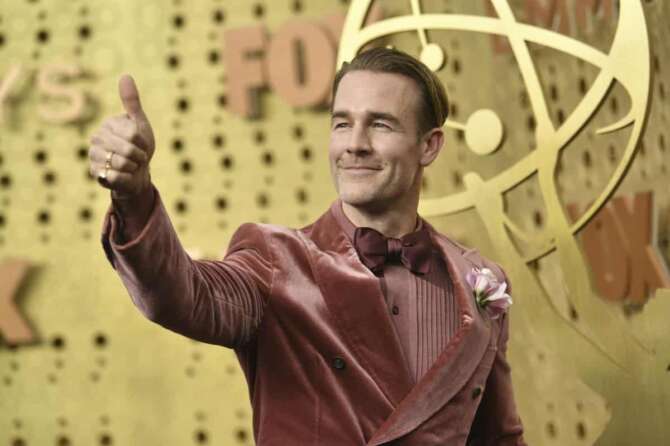 FILE – James Van Der Beek arrives at the 71st Primetime Emmy Awards on Sept. 22, 2019, in Los Angeles. Van Der Beek turns 44 on March 8. (Photo by Richard Shotwell/Invision/AP, File)