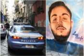 A destra foto del murales cancellato in Piazza Sedil Capuano in ricordo di Luigi Caiafa