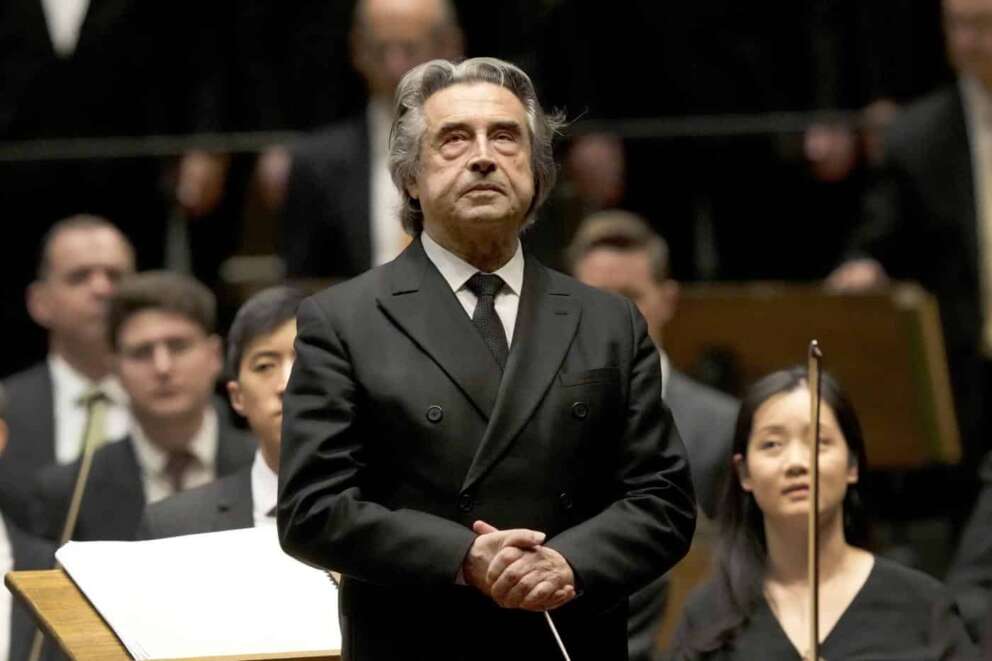 Riccardo Muti, musical director of the Chicago Symphony Orchestra takes in the applause of the audience after conducting the orchestra and chorus in Beethoven’s “Missa Solemnis” in D Major, Op. 123, Sunday, June 25, 2023, in Chicago. Sunday marked the last performance by Muti, 81, in Orchestra Hall during his 13 year tenure. (AP Photo/Charles Rex Arbogast)